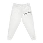 'JusPro' Script Athletic Joggers — Minimalist White AOP Sweatpants