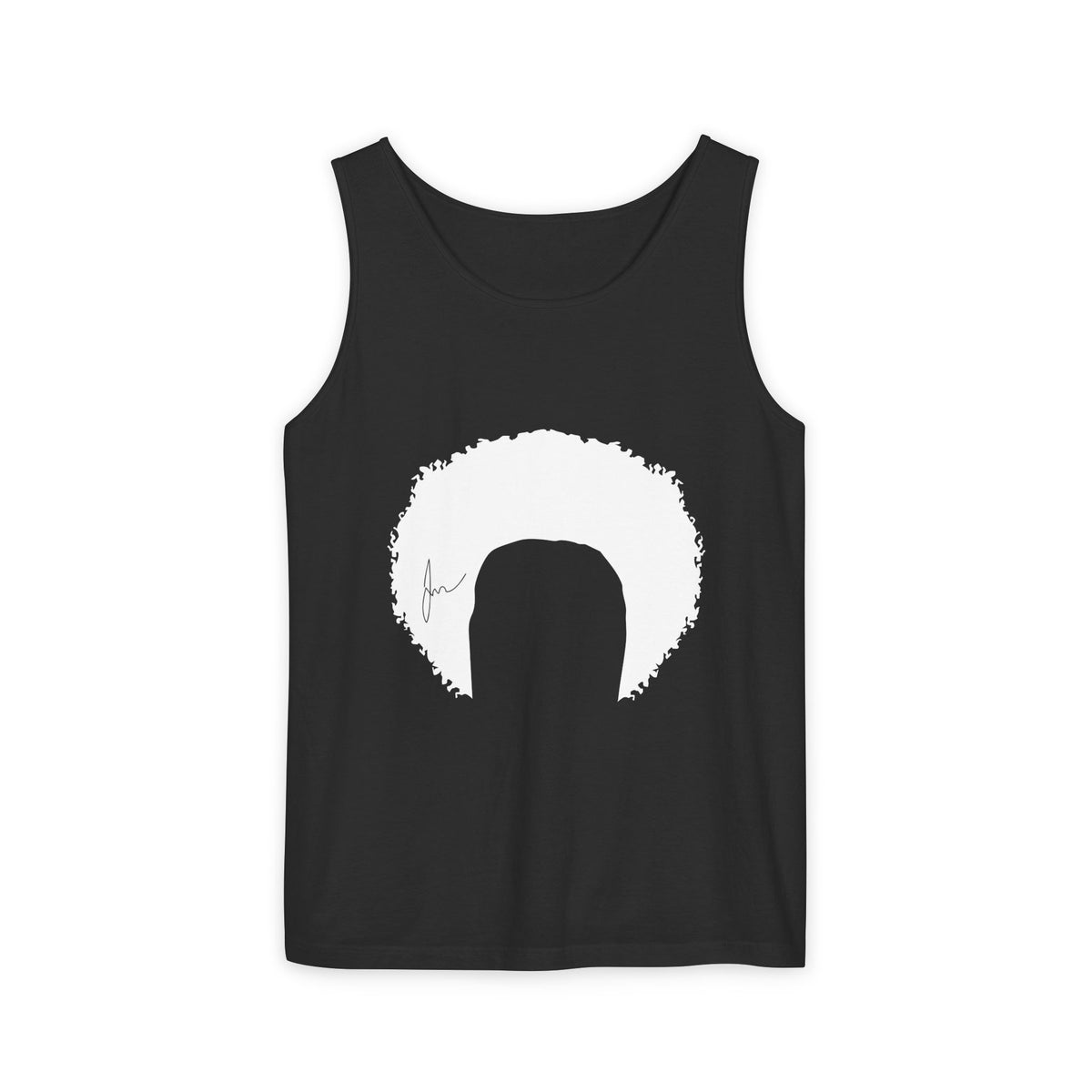 Afro Silhouette Tank Top — Minimalist Black Hair Graphic Muscle Tee