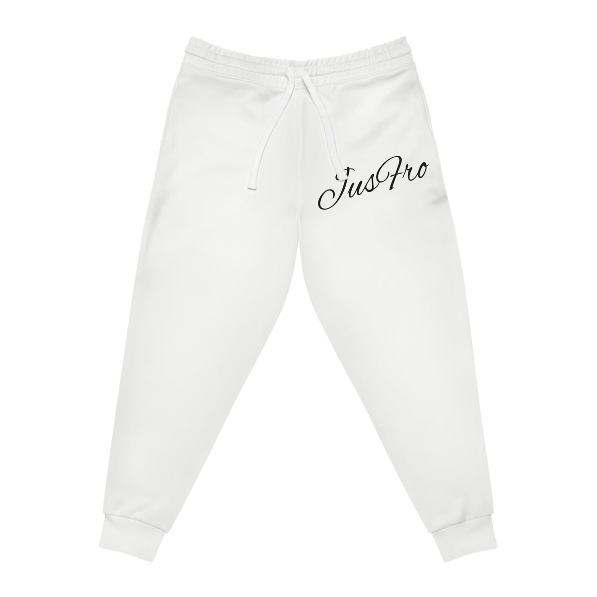'JusPro' Script Athletic Joggers — Minimalist White AOP Sweatpants